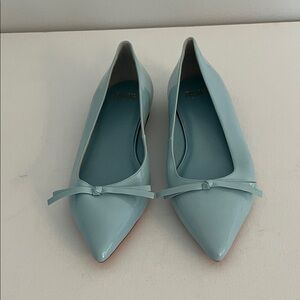 Frances Valentine Paige in Light Blue Patent Leather with Bow